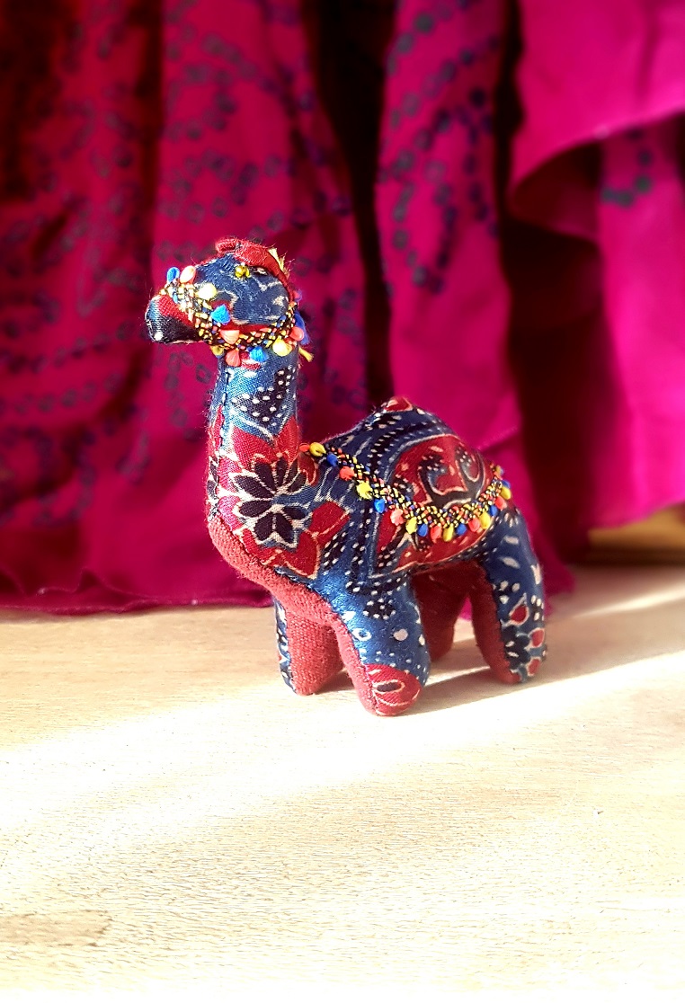 Blue Ajrakh Handmade Fabric Camel
